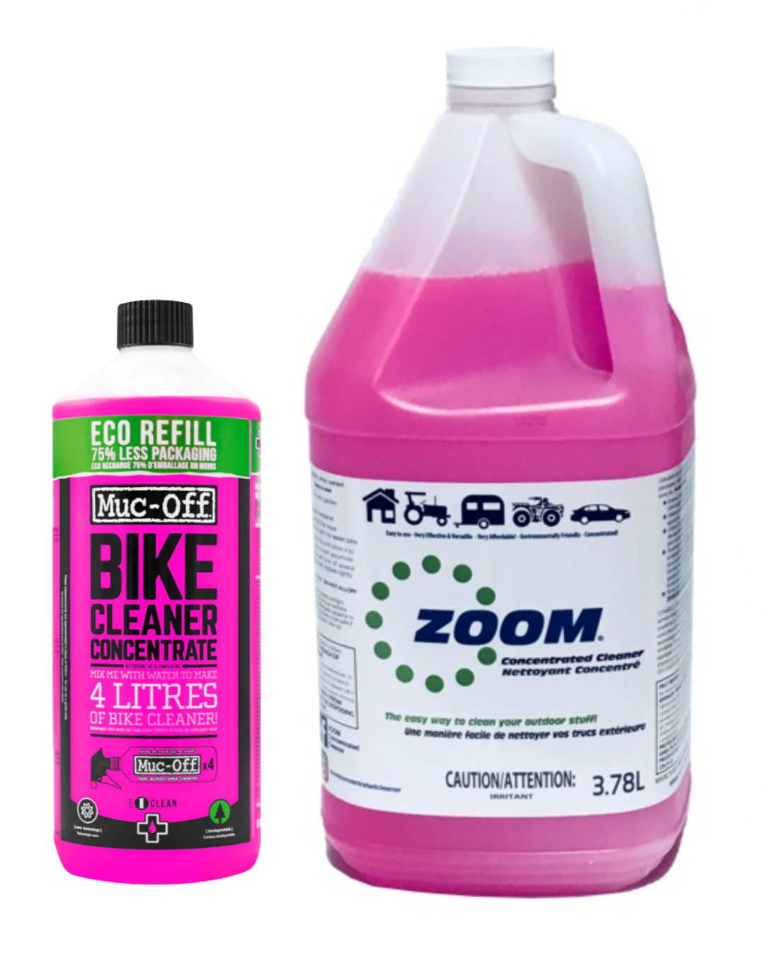 ZOOM Cleaner 3.78L concentrate vs. Muc-off 1L Concentrate