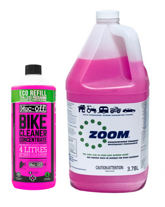 ZOOM Cleaner 3.78L concentrate vs. Muc-off 1L Concentrate