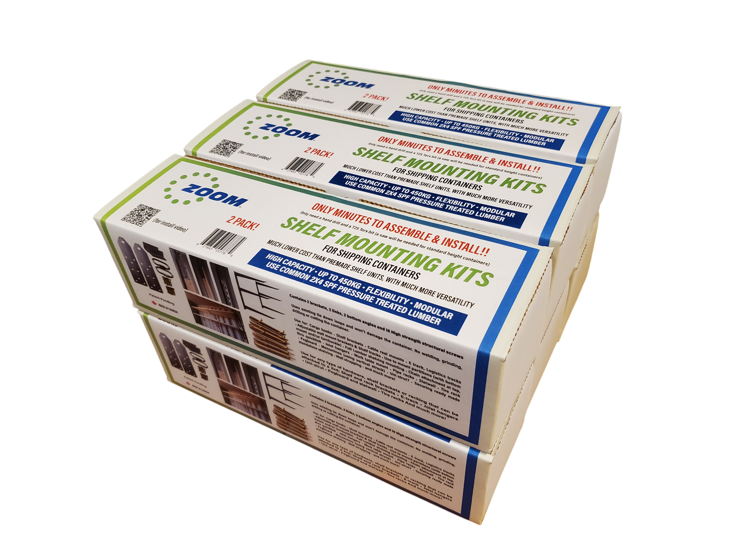 Shipping Container Shelving Kits - Case of 12 kits (6x2packs)